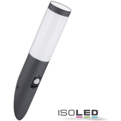 ISOLED Außenwandleuchte, IP44, Fackelform, 1x E27 (exkl.), Anthrazit / Abdeckung satiniert, mit PIR-Sensor ISO-115009