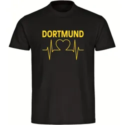 multifanshop Kinder T-Shirt - Dortmund - Herzschlag - Druck gelb - Kind