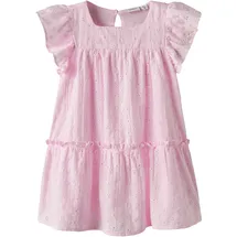 NAME IT Spitzenkleid "NMFDETINES SS DRESS", Mädchen, Gr. 122, N-Gr, rosa (pirouette), Spitze, Obermaterial: 100% Baumwolle, Jacquardmuster, A-Linie Midi, eckiger Ausschnitt, Flügelärmel Rüschen, Kleider
