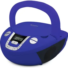 TechniSat Viola CD-1 - tragbarer Stereo CD-Player, Boombox mit praktischem Tragegriff (CD-Radio für Kinder, UKW Radiotuner, Bluetooth-Empfang, 2 x 1 W RMS-Leistung, Netz- und Batteriebetrieb) blau