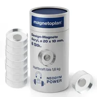 Magnetoplan Design-Magnete, Acryl, 20 mm 8 Stück