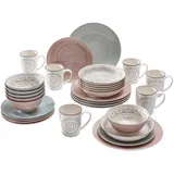 Ritzenhoff Breker Kombiservice Valencia, Braun, Grau, Keramik, 30-teilig, Ornament, 350 ml,680 ml, Lfgb, Handmade Quality, hitzebeständig, Essen & Trinken, Geschirr, Geschirr-Sets, Kombiservice