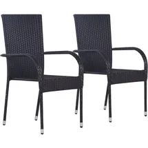 furnicato Gartenstuhl 55,5 x 95 x 53,5 cm schwarz 2 St.