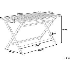 Beliani Gartentisch 140 x 75 x 74 cm Dunkelbraun klappbar