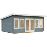 Palmako Gartenhaus Lisa 19,4 m2 - 44 mm hellgrau/weiß