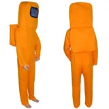 Kinder Among Us Jumpsuit Astronaut Cosplay Kostüm Maske Rucksack Halloween Bodysuit - XS - Orange