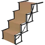 Haloyo - Hunderampe nutzbar für große Geländewagen ®,4 Stufens,Kofferraumrampe Kletterhilfe,für hohe Betten, Autos und SUVs,braun