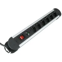 Unitec Tischsteckdose 6-fach 2 m Silber