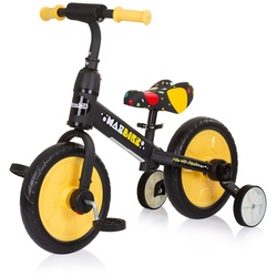 Chipolino Dreirad, Laufrad 2 in 1, Max Bike, 10 Zoll Räder, Pedale, Stützräder gelb Monster