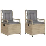 vidaXL Gartensessel 2 Stk. Verstellbar Beige Poly Rattan