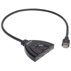 Manhattan HDMI Switch 3-Port, 1080p, Connects x3 HDMI sources to x1 display, Man