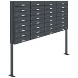 AL Briefkastensysteme 32 Fächer Premium Stand Briefkasten Anlage in RAL 7016 Anthrazit Grau, Post A4, robust, wetterfest, Artikelnummer: 132P32S4P7016