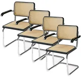 4er-Set Esszimmerstühle Divit FM10 Rattanstühle mit Metallrahmen schwarz beige