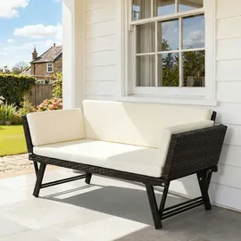 Outsunny Polyrattan Gartensofa 2-Sitzer Loungesofa braun
