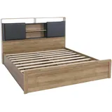 MCW Doppelbett MCW-P43 160 x 200 cm Eiche MDF dunkelgrau