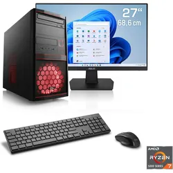 CSL Gaming-PC-Komplettsystem "Sprint V28159", F (A-G), rot, 16 GB RAM 1000 GB SSD, Computer-Komplettsysteme