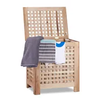 Relaxdays Wäschekorb, Walnuss 70 l