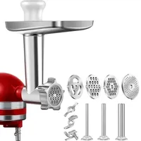 Metallenes Fleischwolf-aufsatzset Für Kitchenaid Küchenmaschinen, Bestehend Aus Einem Fleischwolf Und Einem Mixer.