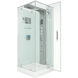 AcquaVapore D38-10R1 Komplettdusche 90 x 90 cm rechts Weiß Sicherheitsglas ESG