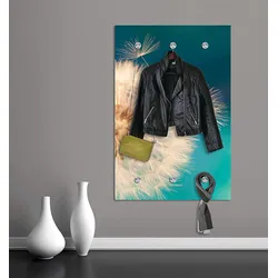 Garderobenleiste QUEENCE "Anneli", blau (türkis), B:80cm H:120cm T:3cm, Garderobenhalter