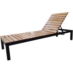 VILLANA Tasmania Gartenliege, dunkelgrau, Alu/Eukalyptus, wasserabweisend, verstellbare Rückenlehne, FSC®-zertifiziertes Produkt