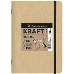 Clairefontaine 10x Kraft Skizzenheft A5, 20 Blatt 115g - 975937C