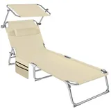 Tectake Sonnenliege 190 x 68 x 28 cm Beige