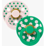 Bibs Studio Colour Polka Schnuller 2er-Pack, Latex Größe 2, Petal/Cactus