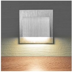 Maxkomfort LED Wandstrahler 6106, LED fest integriert, 3000K, Warmweiß, LED, Einbauleuchte, Wandeinbauleuchte, Wandleuchte, Treppenbeleuchtung, Stufenlicht, Einbauspots, Strahler, Lampe, Wandbeleuchtung, Nachtlicht, Stufenbeleuchtung, Stufen Licht silberfarben