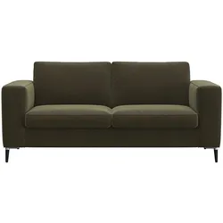 2-Sitzer FLEXLUX "Fiore", grün (moss grün), B:164cm H:85cm T:92cm, 100% Polyester, Sofas, breite Armlehnen, Kaltschaum, Füße Alu+schwarz