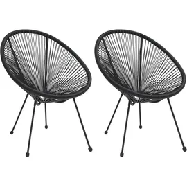 vidaXL Moon Rattan Gartenstühle 80 x 70,5 x 83 cm schwarz 2 St.