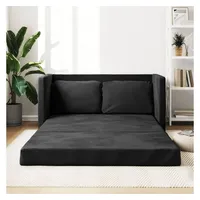 vidaXL Bodensofa mit Schlaffunktion Schwarz 122x204x55 cm Samt