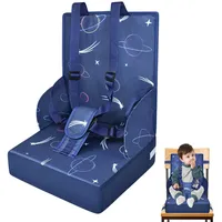 Aufun Sitzerhöhung Stuhl, Abwaschbar Boostersitz Kind, Reisehochstuhl für Babys und Kleinkinder, Bequemes Schwammpad, Flexible Sitzerhöhung für zuhause und unterwegs (Blau)