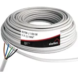 siwitec NYM-Kabel, NYM-J 5x2,5 mm2, 100 m, Stromkabel, Mantelleitung, Installationskabel, Kabelring