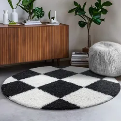 Hochflor-Teppich SANAT "Milano 1250", schwarz, H:30mm Ø:200cm, Kunstfaser, Teppiche, Hochflor, Wohnzimmer, Schlafzimmer, fussbodenheizungsgeeignet