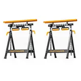 CRAFTMAKER 2er-Set 4-in-1 Multifunktionale Klappbare Sägeböcke - Höhenverstellbare Stahl-Arbeitsböcke mit Schnellklapp-Mechanismus & Stabiler Unterstützung für Werkstattprojekte
