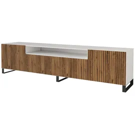 altdecor NOA-2 Lowboard 200 cm x 53 cm x 41 cm Weiß/Eiche Wotan Holzwerkstoff