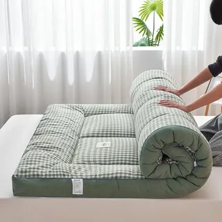 Japanische Futon-Matratze, Bodenmatratze, Klappmatratze, Tatami-Matratze, tragbare Camping-Matratze, leicht zu verstauen, atmungsaktiver Stoff für Couch-Matratze, Grün, 90 x 200 cm
