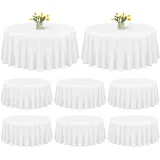 Showgeous 8 Stück Tischdecke Weiße Runde Tischdecke 228cm Polyester Stoff Tischdecke Rund Waschbare Tischdecke für Hochzeit Bankett Restaurant Buffet Parteien Garten