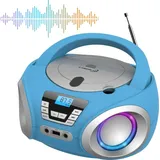 Cyberlux CD-Player mit LED-Beleuchtung | Kopfhöreranschluss | Tragbares Stereo Radio Blau