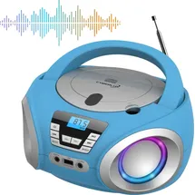 Cyberlux CD-Player mit LED-Beleuchtung | Kopfhöreranschluss | Tragbares Stereo Radio Blau