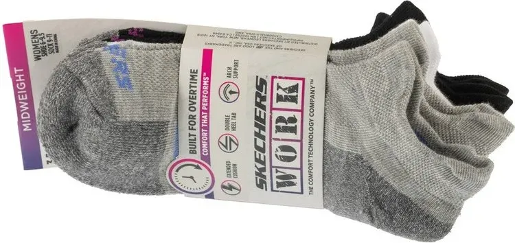 Skechers Work Lowcut 3PK Damen-Socken - Grau 35-39,5