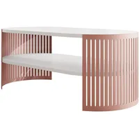 Mirjan24 Couchsitch, Messing, Weiß, Metall, Oval,Oval, 50x40x100 cm, Wohnzimmer,