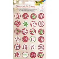 Folia Adventskalender-Buttons "Classic", aus Blech, 1-24