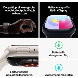 Apple Watch Series 9 GPS 41 mm Aluminiumgehäuse polarstern, Sportarmband polarstern S/M