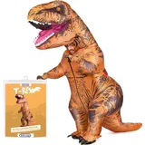 2m Aufblasbares Erwachsenen "T-Rex" Kostüm für Kostümpartys, Halloween Dinosaurier Kostüm mit integriertem Ventilator - TREXCOS - Braun/Hellbraun