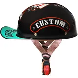Halbschalenhelm Mit ECE-Zulassung Vintage Motorradhelm Baseball Cap Cruiser Chopper Scooter Helm Herren Retro Motorrad Halbhelm Damen Mofa Helm
