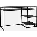 sweeek - Schreibtisch aus schwarzem Metall mit 2 Ablagen 120 cm - Schwarz - Schwarz