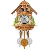 Asudaro Kuckucksuhr Geschnitzt Quarz Uhr Kuckuckuhr Vintage Kuckuck Wanduhr Vogelhaus Uhr Wanddekoration Modern Pendeluhr für Haus Schlafzimmer Wohnzimmer Büro Typ 03