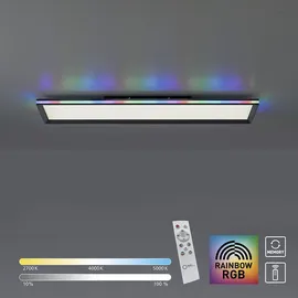 Selltec LED Panel Deckenleuchte, flach,dimmbar, schwarz mit RGB Laufbandumrandung